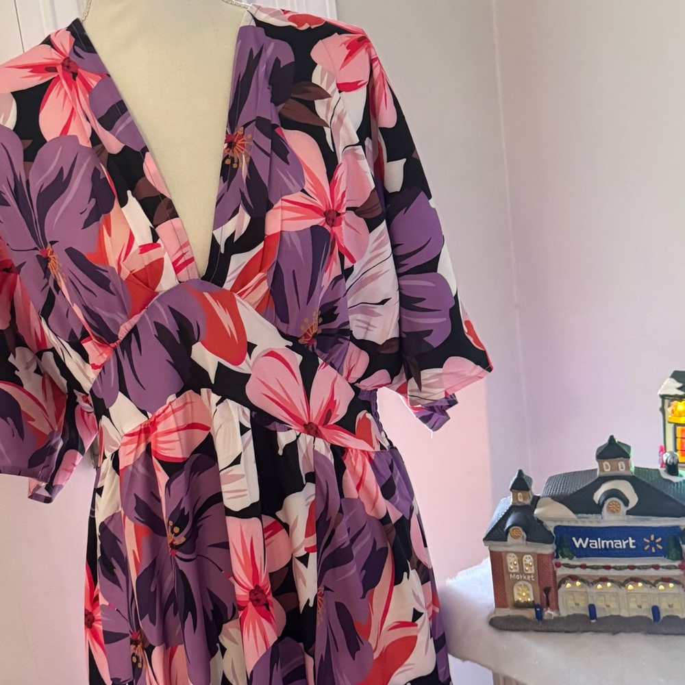 Women’s boutique floral boho split thigh maxi dress size  XL - Picture 4 of 11